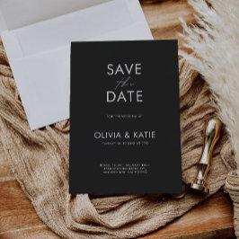 黒い日付の保存テンプレート 招待状