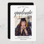 黒い日付を保存する書道卒業写真 案内状 (正面/裏面)