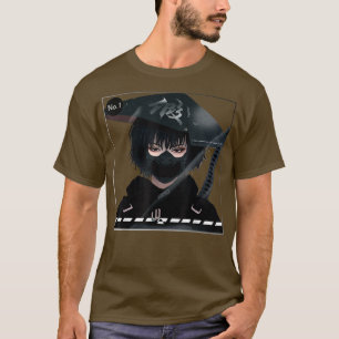 黒い日本の美学のサイボーグを着たサムライガール Tシャツ