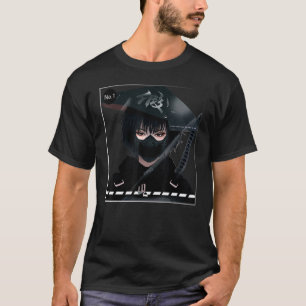 黒い日本の美学のサイボーグを着たサムライガール Tシャツ