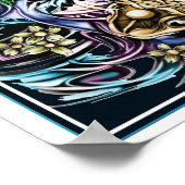 黒い日本の背景のコイプリント ポスター (角)