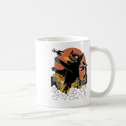 黒い日本のCatzilla Sunset - Clic Fit コーヒーマグカップ (右)