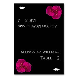 黒い明るい赤紫色と白モダン魚アイコン –  テーブルナンバー