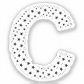 黒い星でできた文字 シール (正面)