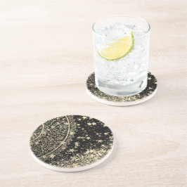 黒い星に金ゴールド星をつけた曼荼羅を魅了  コースター