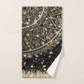 黒い星に金ゴールド星をつけた曼荼羅を魅了 バスタオルセット (ハンドタオル)