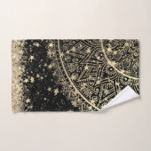 黒い星に金ゴールド星をつけた曼荼羅を魅了 バスタオルセット (ハンドタオル)