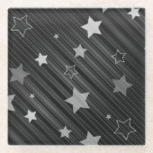 黒い星パターン ガラスコースター (正面)