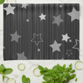 黒い星パターン キッチンタオル (折り畳み)