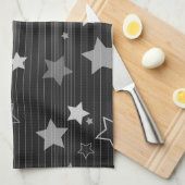 黒い星パターン キッチンタオル (四つ折り)