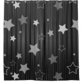 黒い星パターン シャワーカーテン (正面)