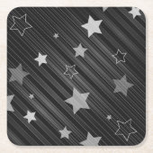 黒い星パターン スクエアペーパーコースター (正面)