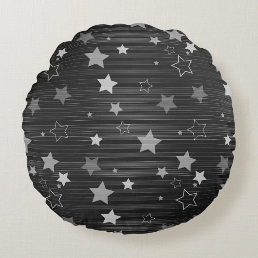 黒い星パターン ラウンドクッション (正面)