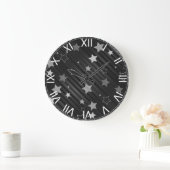 黒い星パターン ラージ壁時計 (ホーム)