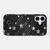 黒い星パターン iPhone 16ケース (裏面横)