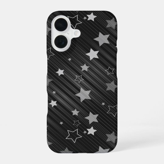 黒い星パターン iPhone 16ケース (裏面)