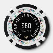 黒い春の花のパタ結婚ーン ポーカーチップ (裏面)