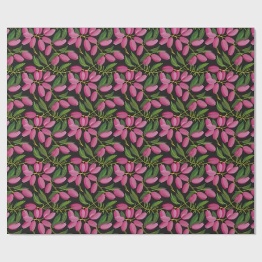 黒い春の花 ラッピングペーパー (フラット)