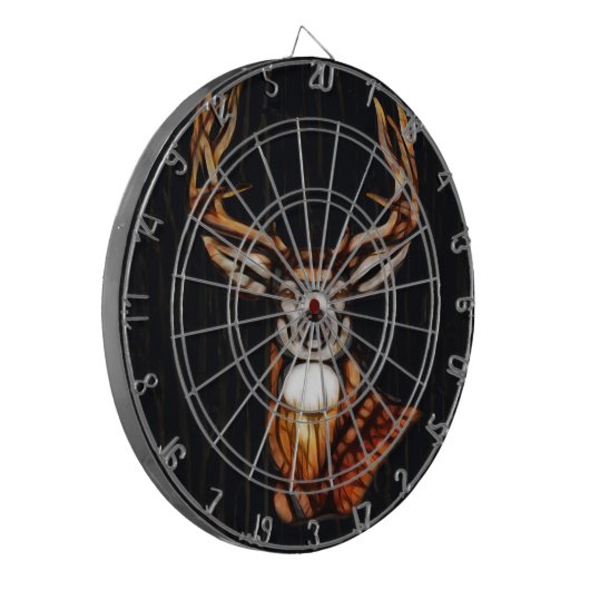 黒い暗い木製の鹿素朴国ユニーク ダーツボード (正面左)