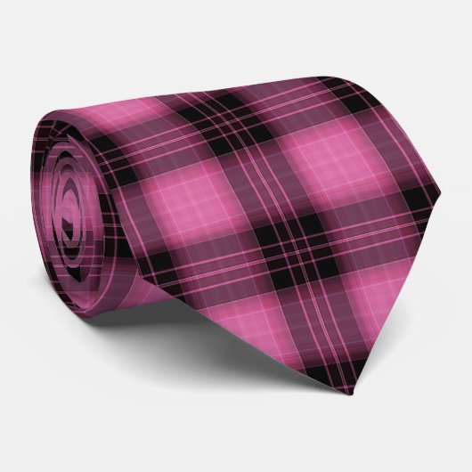 黒い暗い赤紫色の格子縞の人の首のタイ ネクタイ (ロール)
