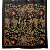 黒い暗い鳥の花フローラの木の森の妖精 シャワーカーテン (正面)