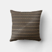 黒い暗灰色のシェブロンのモダンパターン クッション (裏面)