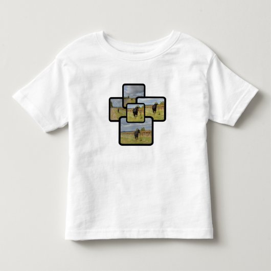黒い暴走牛モンタージュ トドラーTシャツ (正面)