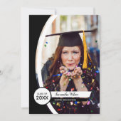 黒い曲線のフレームの写真の卒業 招待状 (正面)