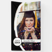 黒い曲線のフレームの写真の卒業 横断幕 (縦)