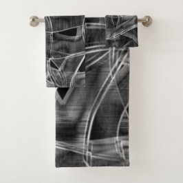 黒い曲線のリボン、エンボス線を打つ バスタオルセット