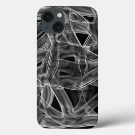 黒い曲線のリボン、エンボス線を打つ iPhone 13ケース