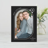 黒い曲線フレームのスノーフレーク写真 シーズンカード (スタンド正面)