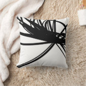 黒い曲線抽象芸術リボンデザインオン白 クッション (ブランケット)