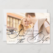 黒い書エレガント道が日付の磁石を救う マグネット招待状 (正面)