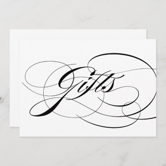 黒い書エレガント道の結婚式のギフトサイン (正面/裏面)