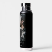 黒い書パーソナライズされた跡あなたの写真を追加 ウォーターボトル (左面)