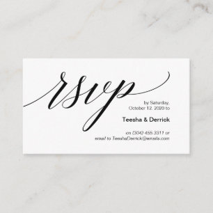 黒い書体モダン,結婚式のRSVP エンクロージャーカード