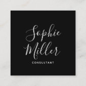 黒い書縁ど跡のスクリプト・ソーシャル・メディア スクエア名刺 (裏面)