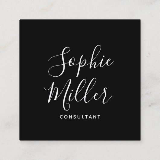 黒い書縁ど跡のスクリプト・ソーシャル・メディア スクエア名刺 (裏面)
