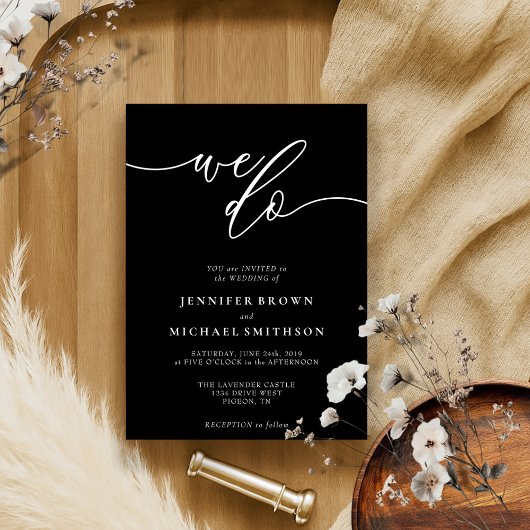 黒い書道のサイン私たち結婚は 招待状