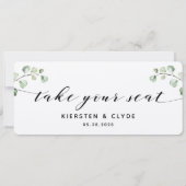 黒い書道の緑あなたの座席のトップカードを取る 招待状 (裏面)
