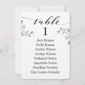 黒い書道の緑のシーティングチャートカード8 招待状 (裏面)