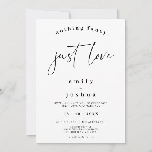 黒い書道は愛ファンシーだけではな結婚い 招待状 (正面)