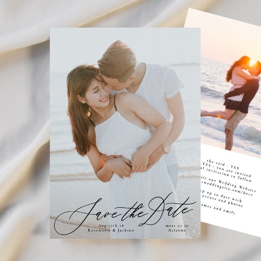 黒い書道エレガント写真ザ結婚ーズ セーブザデート