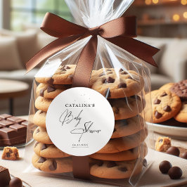 黒い書道エレガント赤ちゃんシャワーシール ラウンドシール