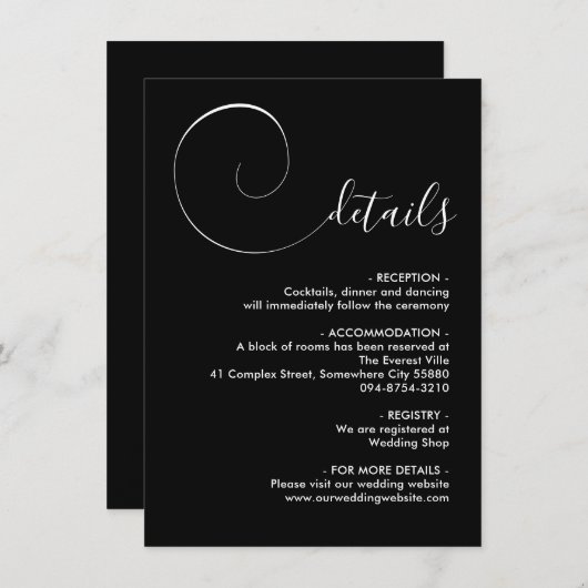 黒い書道スクリプトエンクロージャカード エンクロージャーカード (正面/裏面)