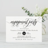 黒い書道スワール婚約パーティ 招待状 (スタンド正面)