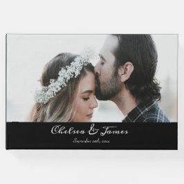 黒い書道台本の写真結婚の ゲストブック