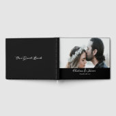 黒い書道台本の写真結婚の ゲストブック (全面)