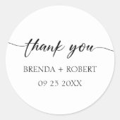 黒い書道白ありがとうステッカー ラウンドシール (正面)
